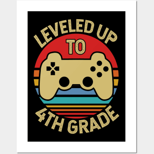 Leveled Up To 4th Grade Gift For Gamer Posters and Art